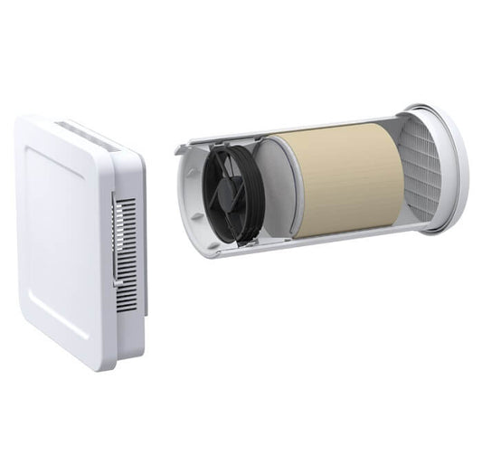 Heat recovery unit Siegenia AEROTUBE WRG SMART sieninis vėdinimo įrenginys su RANKINE spyna, įsk. PVC oro grotelė, balta